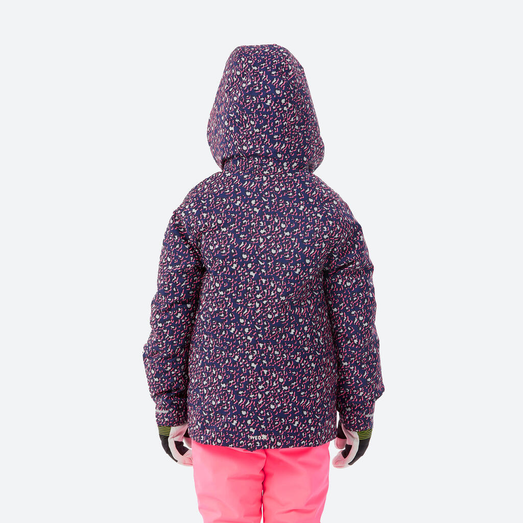 Kids’ Warm and Waterproof Ski Jacket 500 - Leopard Print